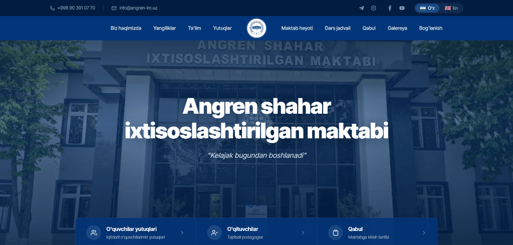 Angren Specialized School Website